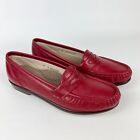 SAS Womens Wink Red Leather Penny Loafer Slip On Comfort Shoes size 9N Narrow