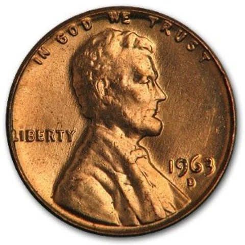 1963 D - Lincoln Memorial Penny - BU Cover