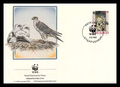 Iceland 1992 FDC, Gyrfalcon. 5kr. WWF. Nature. Maxi Card. Lot # 3. - Image 1 of 2