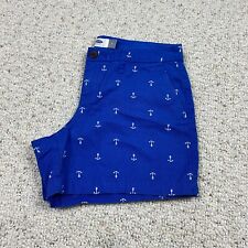Old Navy Womens Shorts sz 2 Blue Anchor Low Rise Flat Front Chino 100% Cotton 