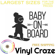 Baby Snowboarder on Board Car or Window Vinyl Decal Sticker ANY Color FREE SHIP!