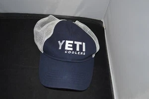 Yeti Hat Cap Adult Snapback Adjustable Blue White Big Logo Mesh Back Coolers I8 - Picture 1 of 4