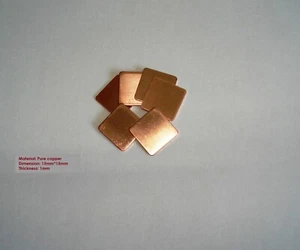 6 Kupferplättchen 15x15x1mm CPU Wärmeleitplättchen GPU RAM Cooling Copper - Bild 1 von 2