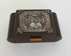 ✅ ANTICO COFANETTO PORTA SIGARETTE DECO NOCE E ARGENTO PRIMI 900 ANTIQUE - 208 - Picture 1 of 11