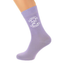 Happy 21st  Birthday Scroll Design 21 year old 2003 Lilac socks Ladies N1266
