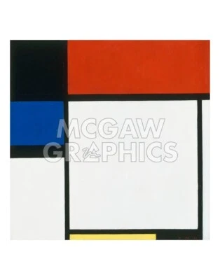 Composition III Abstract Art, Piet Mondrian, Wall Decor Print Poster 14" x 11" - Image 1 of 2