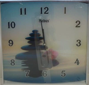 MEBUS Glas Quarz Wanduhr / Uhr 34 x 34cm Wellness Steine 41885 - Bild 1 von 1