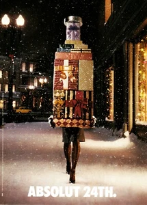ABSOLUT 24TH VODKA  AD 2005 VERY RARE OUT OF PRINT XMAS SCENE FOREIGN - Picture 1 of 2