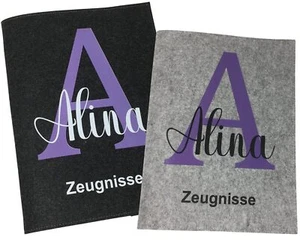 Zeugnismappe mit Namen aus Filz Mädchen Junge Personalisierte Zeugnishefter Lila - Bild 1 von 23