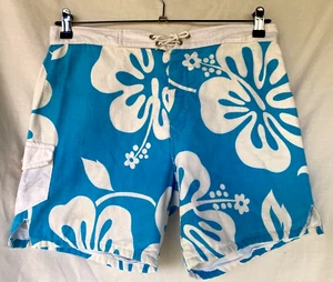 Vintage 1970s Hawaiian Barkcloth Shorts Swimsuit Swim Trunks Sz 32 - Picture 1 of 3