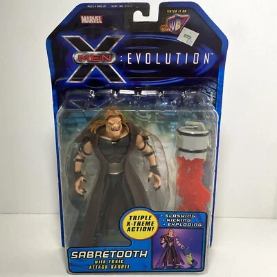 Figura de barril de ataque tóxico X-Men Evolution Sabretooth 2002 Toy Biz serie 1 nueva en caja Foto 1 de 4