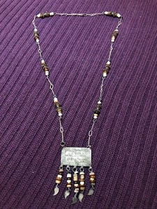 Antique Yemeni Prayer Necklace Original Earth Tones Beads Silver - Picture 1 of 9
