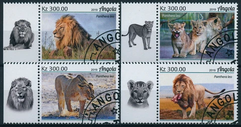 Angola 2019 CTO Wild Animals Stamps Lions Lion Big Cats Fauna 4v Set Cover