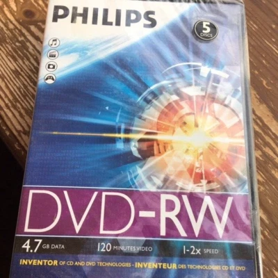 New Philips DVD-RW re-recordable Disks - Pack of 5 - Image 1 of 2