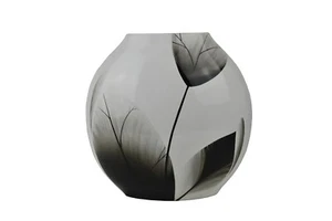 Jarrón decorativo redondo - diseño de hoja blanca - Imagen 1 de 3