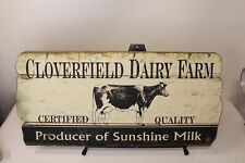Cloverfield Dairy Farm Wood Sign Cow Milk Country Farmhouse Decor