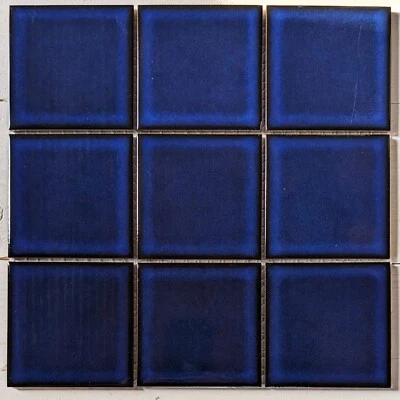 4x4 Cobalt Blue Porcelain Mosaic Tile For Wall and Floor - Image 1 of 4