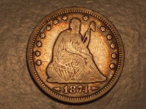 1874 Seated Liberty Quarter (Fine, Arrs. @ Date, & Attractive) Cover