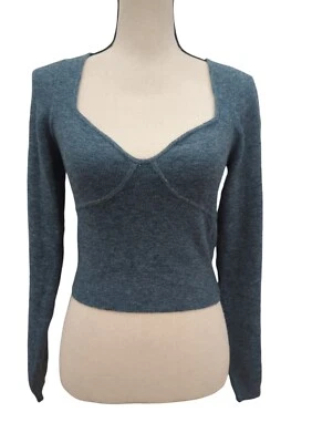 Suéter Aritzia Wilfred Cashmere Top Azul Grande Foto 1 de 4