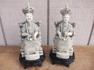 PAIR of  Chinese  Resin Emperor and Empress Figures, Vintage , Marked . - Picture 1 of 16