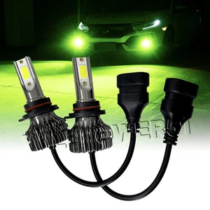 2PCS HIGH BEAMS 55W LED 9005 HB3 Bulbs HIGH POWER COB Lemon Green W1 Fits E - Picture 1 of 6