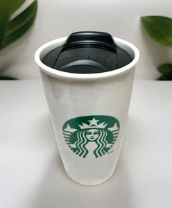 Klassischer Starbucks mit Meerjungfrau Logos groß weiß 12 Unzen Reise Kaffeebecher mit Deckel gebraucht - Bild 1 von 14