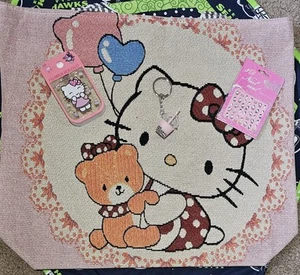 Borsa tote Hello Kitty grande in tela + BUONI! Portachiavi tè bolla profumo + altro - Foto 1 di 15