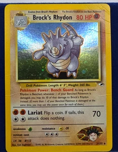 Pokemon Unlimited Gym Heroes Brock's Rhydon 2/132 MP Holographic WOTC Free Ship! - Picture 1 of 4