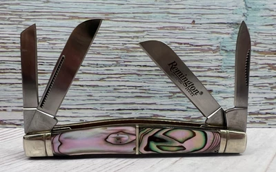REMINGTON Collector Series 4 Blade Congress Cigar Band Abalone Genuine  Handle - Image 1 of 4
