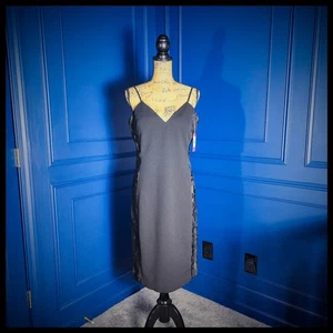 Vestido de cóctel Vince Camuto negro y encaje talla 14 - Imagen 1 de 13