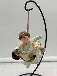 Decorazione natalizia vintage in tessuto mache ragazzo angelo  - Foto 1 di 5