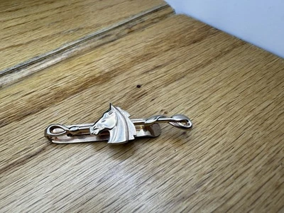Vintage Swank Tie Bar Horse Head Mane Horse & Riding Crop Gold Tone - Image 1 of 2