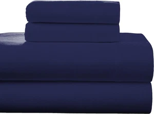 Flannel Deep Pocket Set with Oversized Flat Sheet, California King, Navy - Picture 1 of 9