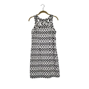 Lulu B Shift Dress Sleeveless Cage Back Black White Tan Geometric Circles Size S - Picture 1 of 7