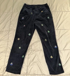 Polo Ralph Lauren Corduroy Pants Mens Size Medium Rugby All Over Embroidered - Picture 1 of 15