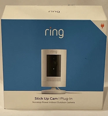 Ring Stick Up Cam Plug-In | Weather-Resistant Outdoor Camera - White - New - Image 1 of 4