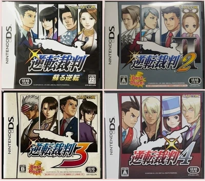 Ace Attorney Gyakuten Saiban 1 2 3 & 4 4Games set Nintendo DS NDS - Image 1 of 4
