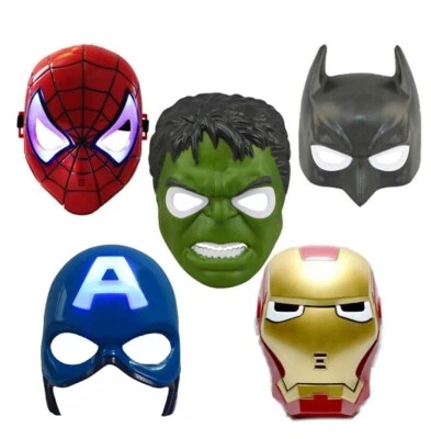 LED Superhero Masks Spiderman Ironman Captain America Batman Hulk Plastic Mask - Image 1 of 2