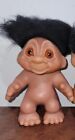 Vintage chubby girl Troll Doll Toy Thomas Dam, Made In DENMARK Glass Eyes