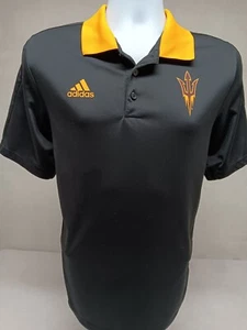 Arizona State Sun Devils ASU Team Issue Mens Black Adidas Polo Shirt Sz Medium - Picture 1 of 15