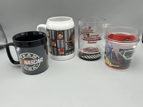 Vintage NASCAR Lot Winston Cup Dale Earnhardt Coffee Mugs & Plastic Cups Cover