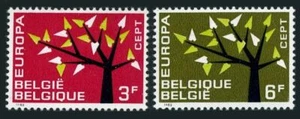 Belgium 582-583 blocks/4,MNH.Michel 1282-1283. EUROPE CEPT-1962.Young Tree. - Picture 1 of 1