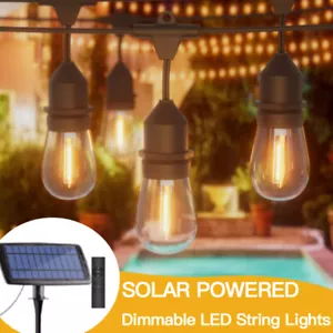 15M-150M Dimmable Solar Powered LED Festoon String Lights Outdoor Wedding Patio - Picture 1 of 16