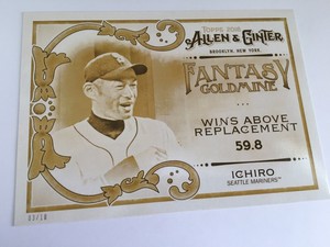 2018 Topps Allen & Ginter Fantasy Goldmine 5x7 Ichiro Suzuki Mariners 49 03/10