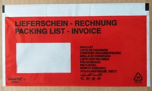 1000 Lieferscheintaschen Docufix  DIN lang bedruckt - Bild 1 von 1