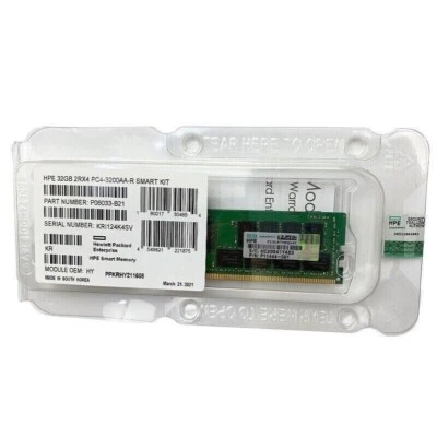P06033-B21 P11444-091 HPE 32GB 2Rx4 DDR4 PC4-3200 ECC RDIMM Server Memory - Image 1 of 4