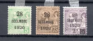 Monaco 1921 old set overprinted def. stamps (Michel 46/48) unused/MLH - Picture 1 of 2