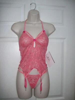 Tangas de peluche y ganchos de liguero Escant'e para mujer de encaje naranja pequeños nuevos con etiquetas y medias Foto 1 de 4