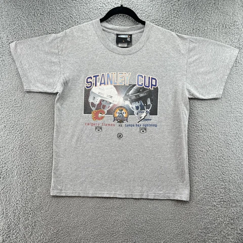 2004 NHL Stanley Cup Shirt Adult Large Gray Calgary Flames V Tampa Bay Lightning Cover