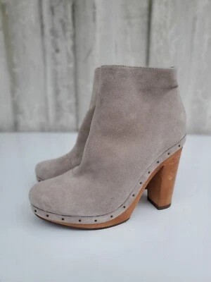 Joie Dalton Womens Gray Suede Leather Wooded Heel Ankle booties boots  sz 38.5  - Image 1 of 4